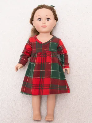 Red & Green Plaid Baby Doll Night Gown