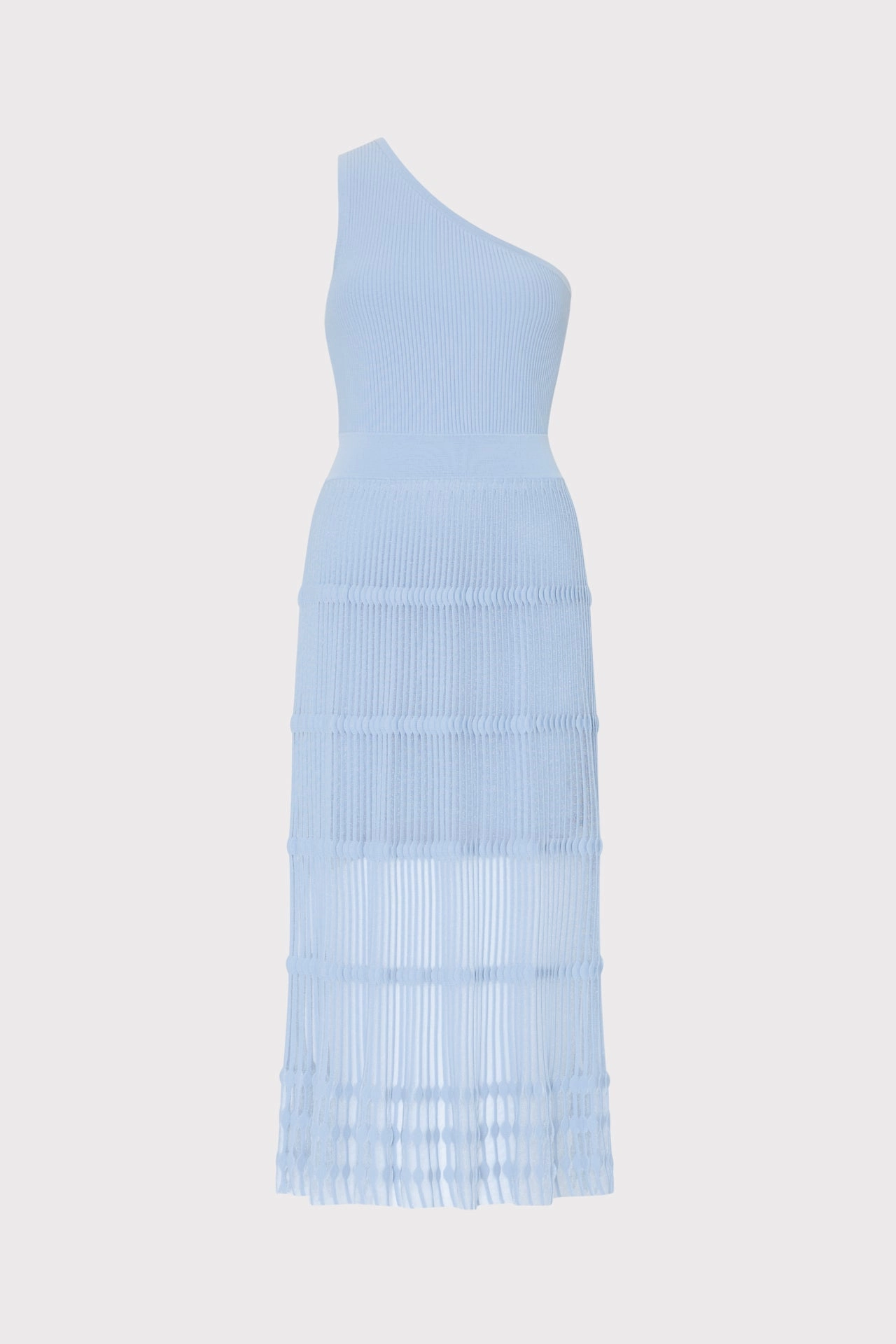 Texture Style One Shoulder Sheer Knit Midi Dress