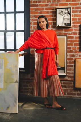 Wrinkle Resistant Finish Zander Skirt in Camel Multi