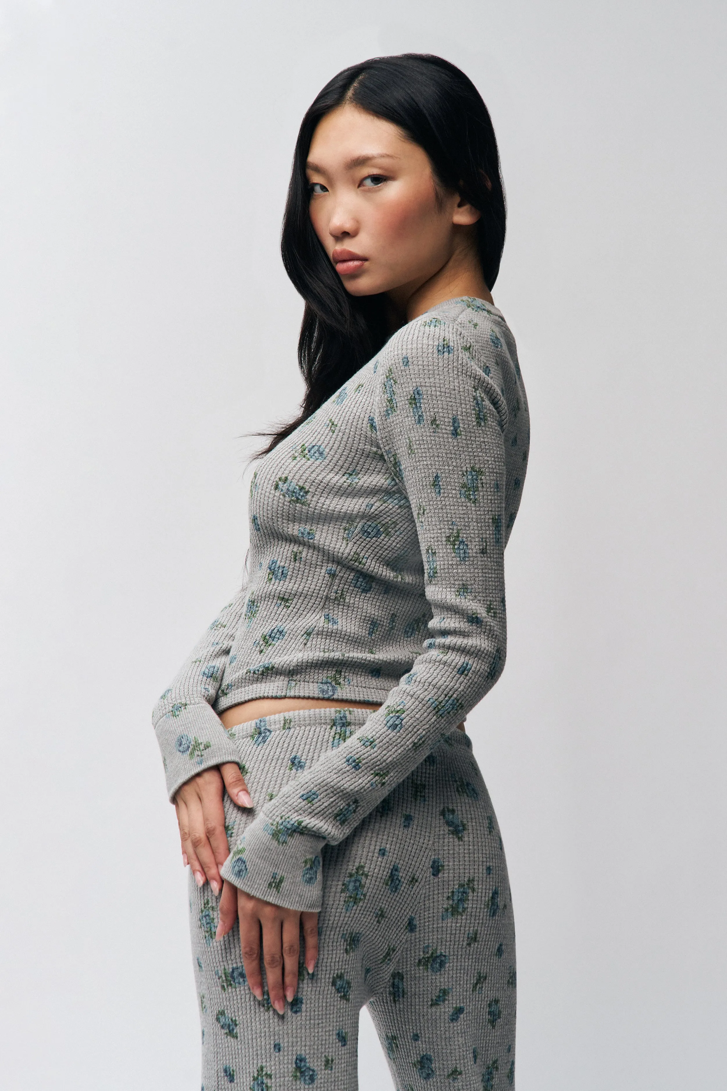 Long Sleeve Thermal Top ContrastPlacket