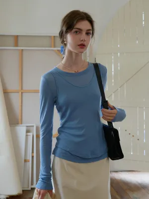 Reinforced Shoulder QuickReleaseFastenings Teagan Round Neck Lyocell Wool Top