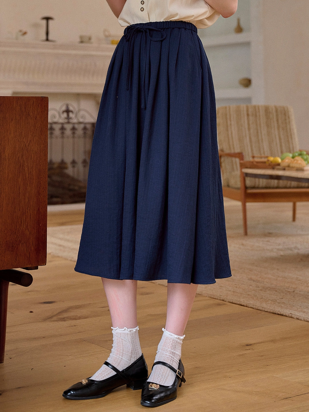 Sleek Waist Modern Design Sadie A-Line Lyocell Linen Skirt