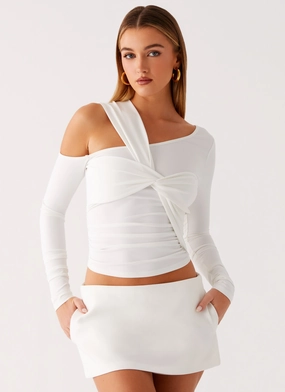 NonToxic Certification Cloud Kiss Asymmetric Long Sleeve Top - Cream