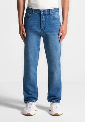 Regular Fit Jeans - Indigo Wrinkle Free Fabric Treatment Stay Stylish
