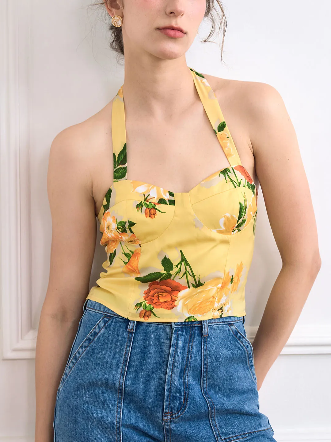 Soft Touch Fabric ??Final Sale ??Faye Vintage Print Halter Top