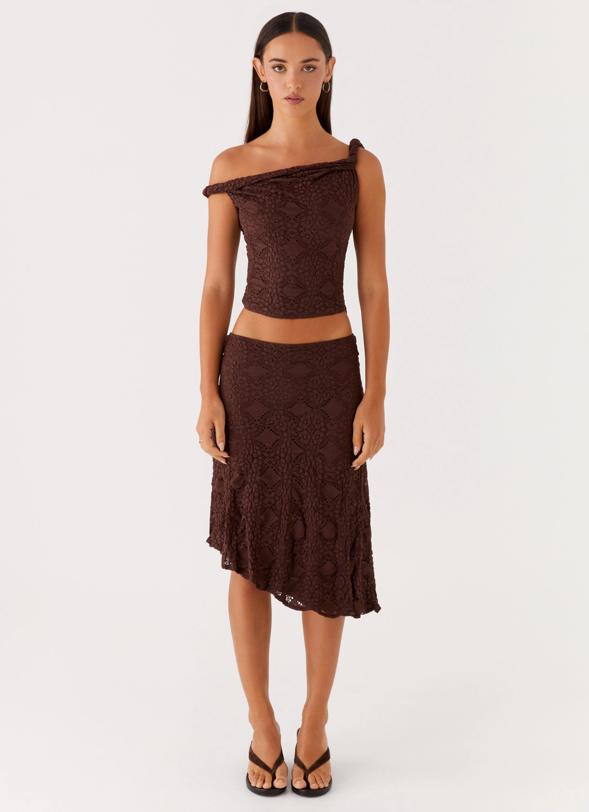 Diamond Sky Midi Skirt - Chocolate Button Fastenings
