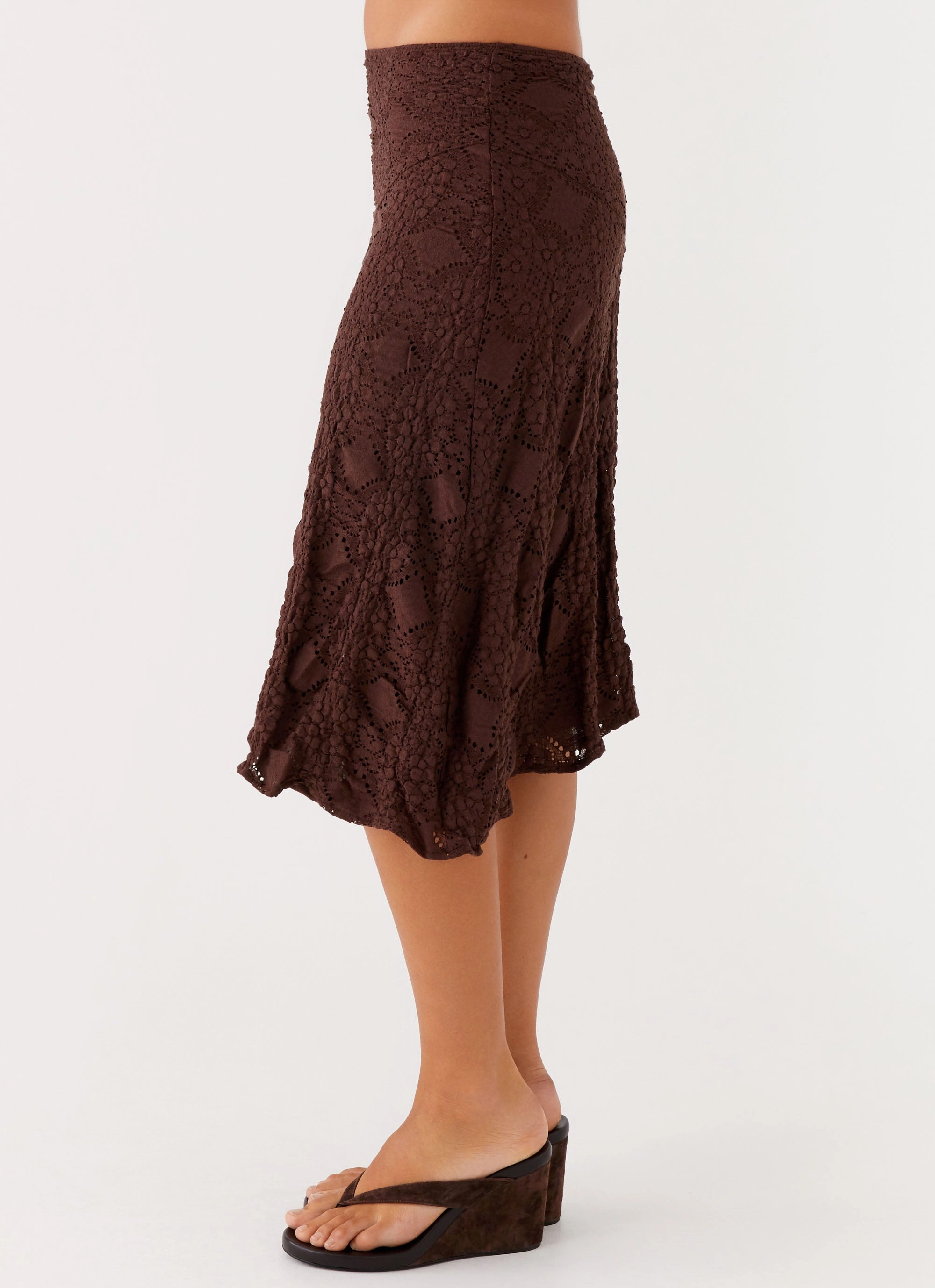 Chill Mood Diamond Sky Midi Skirt - Chocolate