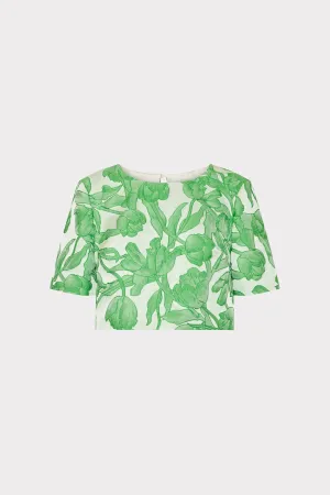 Wind Resistant Fabric FlexibleCollar Tulip Jacquard Top