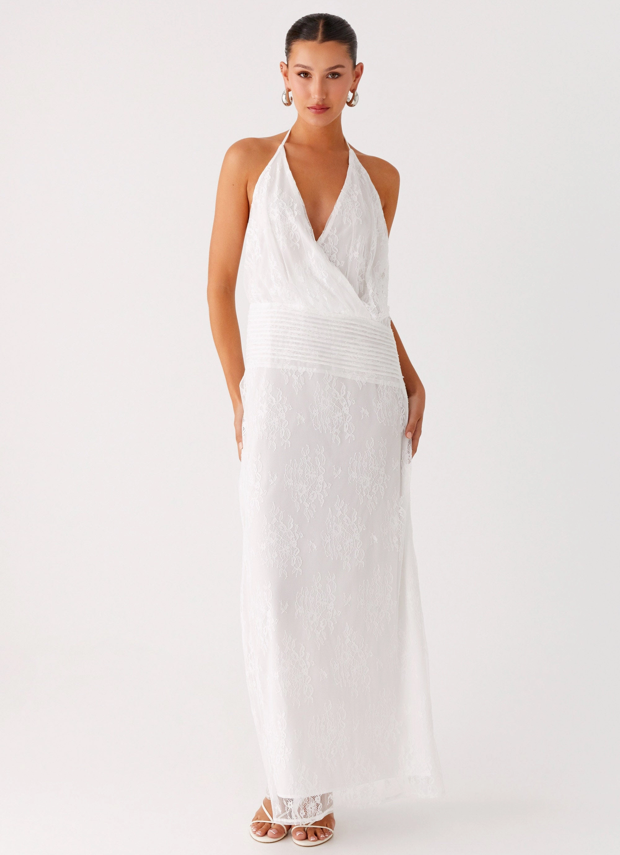 Comfortable Look Polished Edge Reinhart Halter Maxi Dress - White
