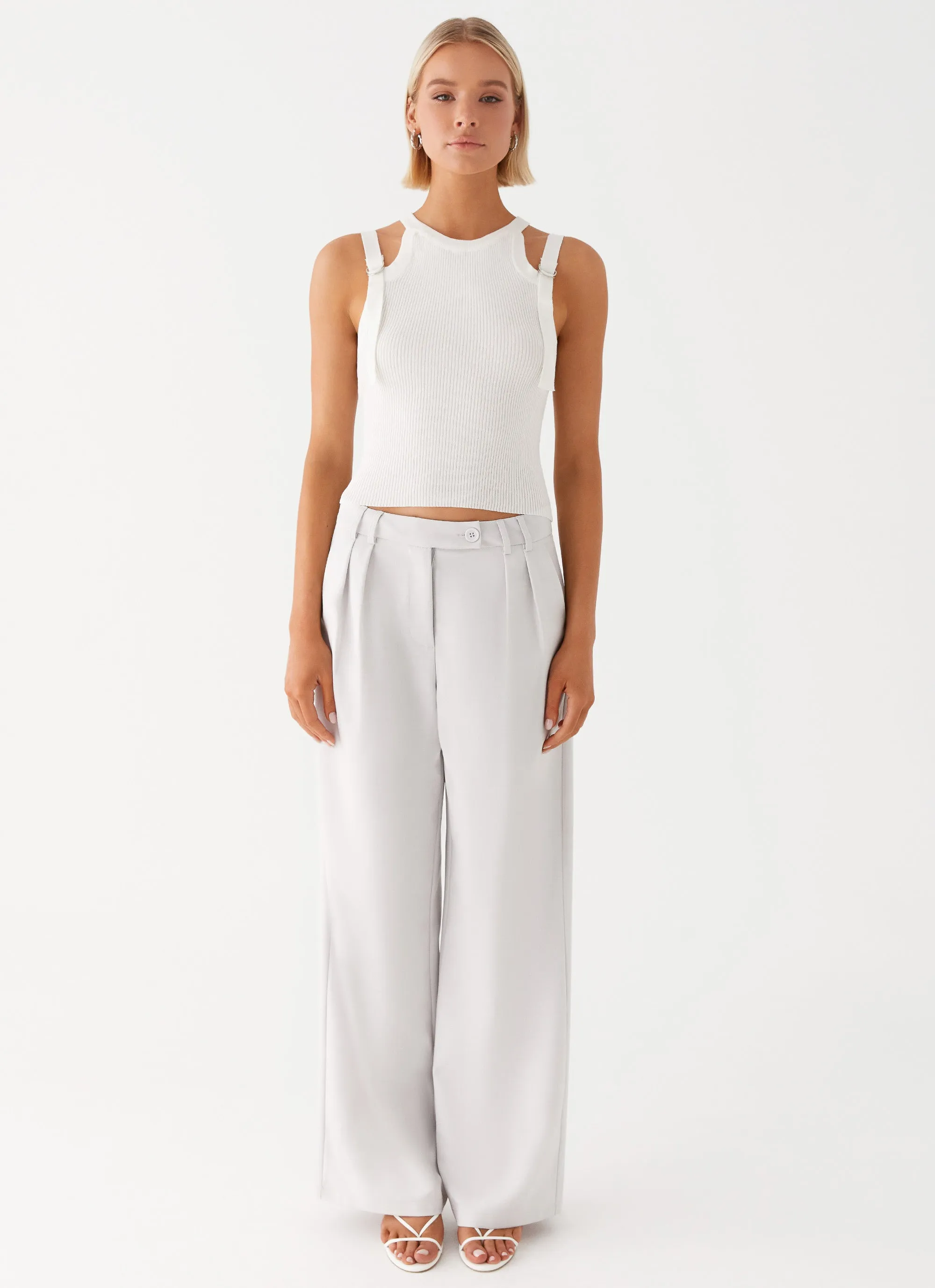 Four Way Stretch Asha Low Rise Pants - Ivory