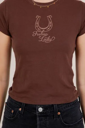RibbedTrims Non Slip Shoulder Seams Feelin' Lucky Baby Tee