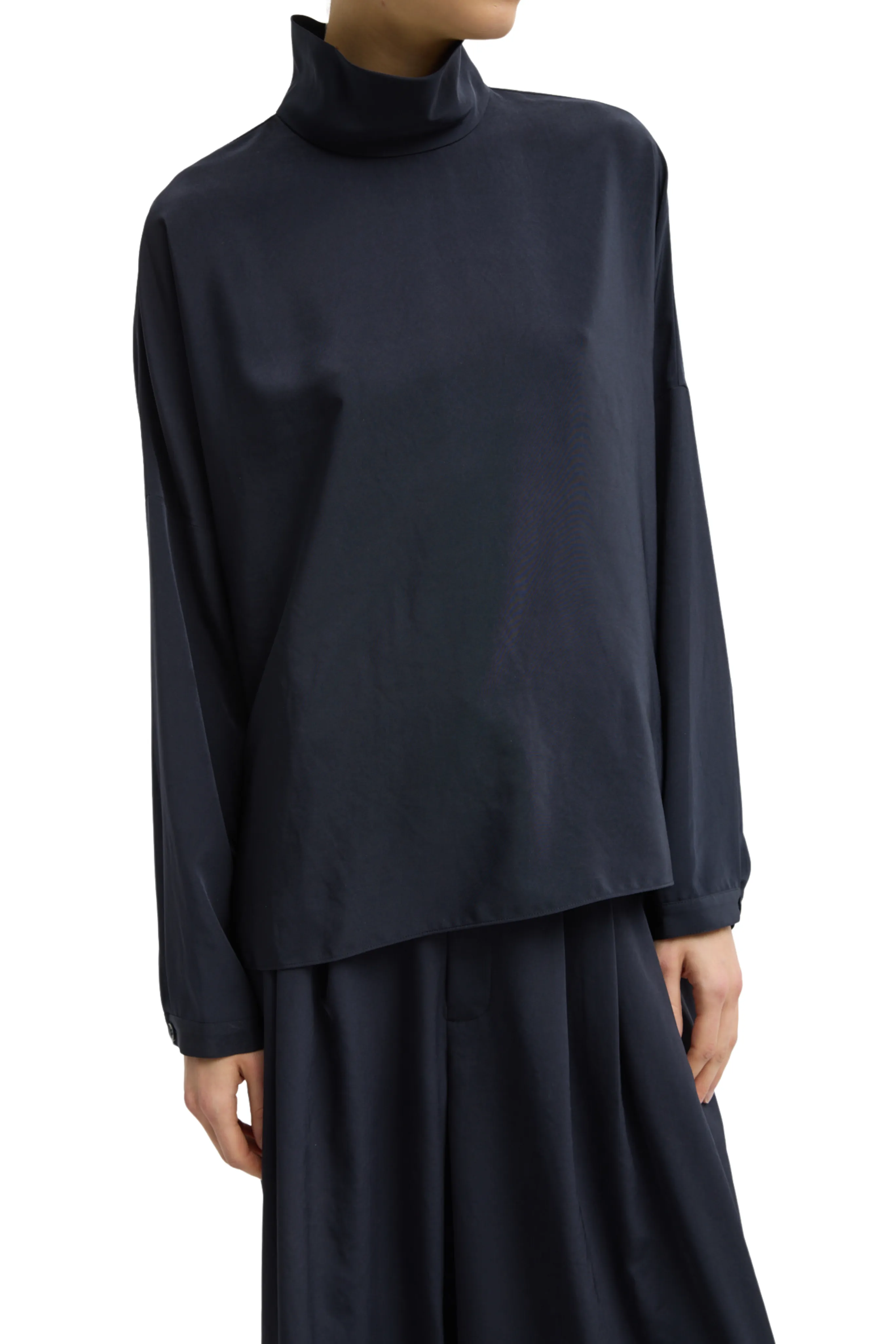 PlushLining Relaxed Suiting Funnel Neck Dolman Sleeve Top