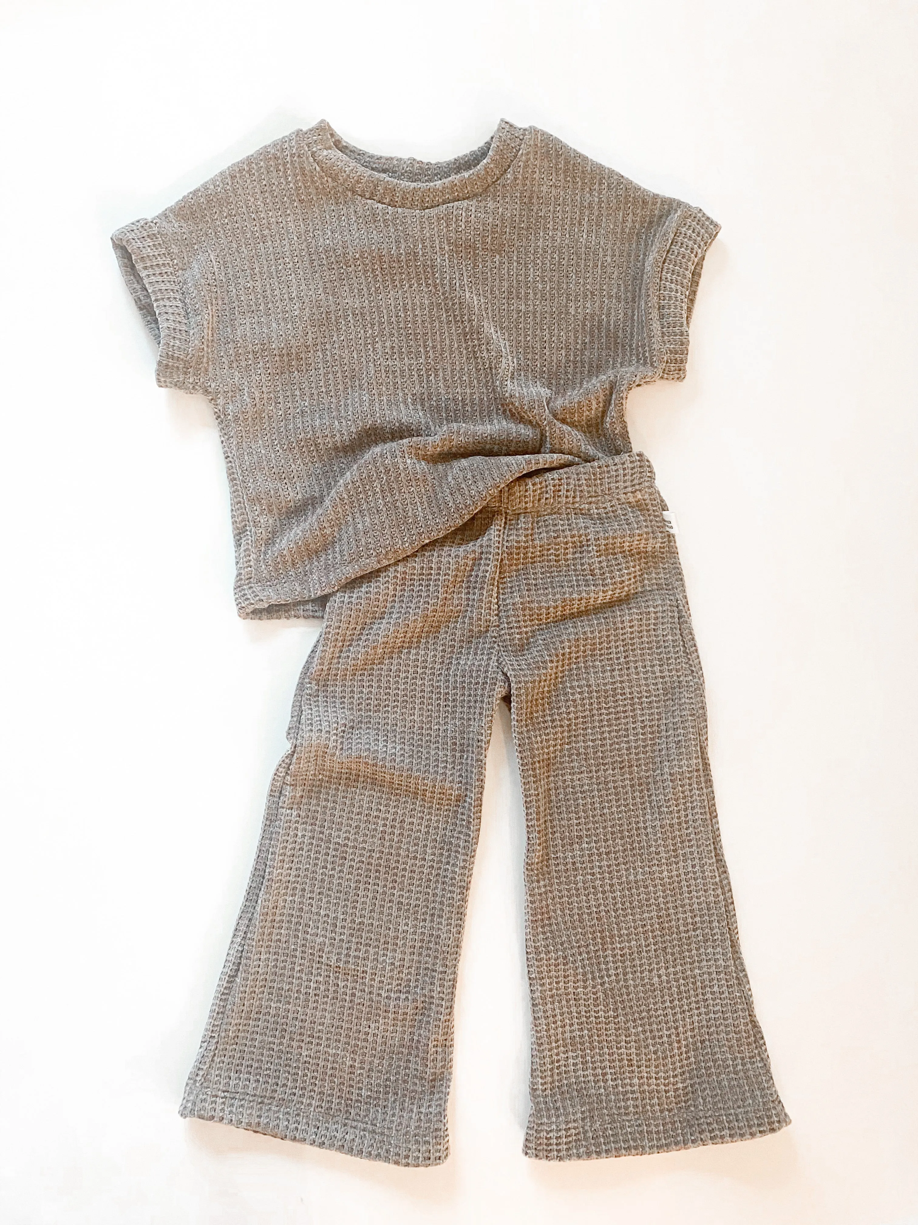 Relaxed Tee   Maren Wide Leg Pants Chenille Crochet Set