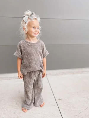 Relaxed Tee   Maren Wide Leg Pants Chenille Crochet Set