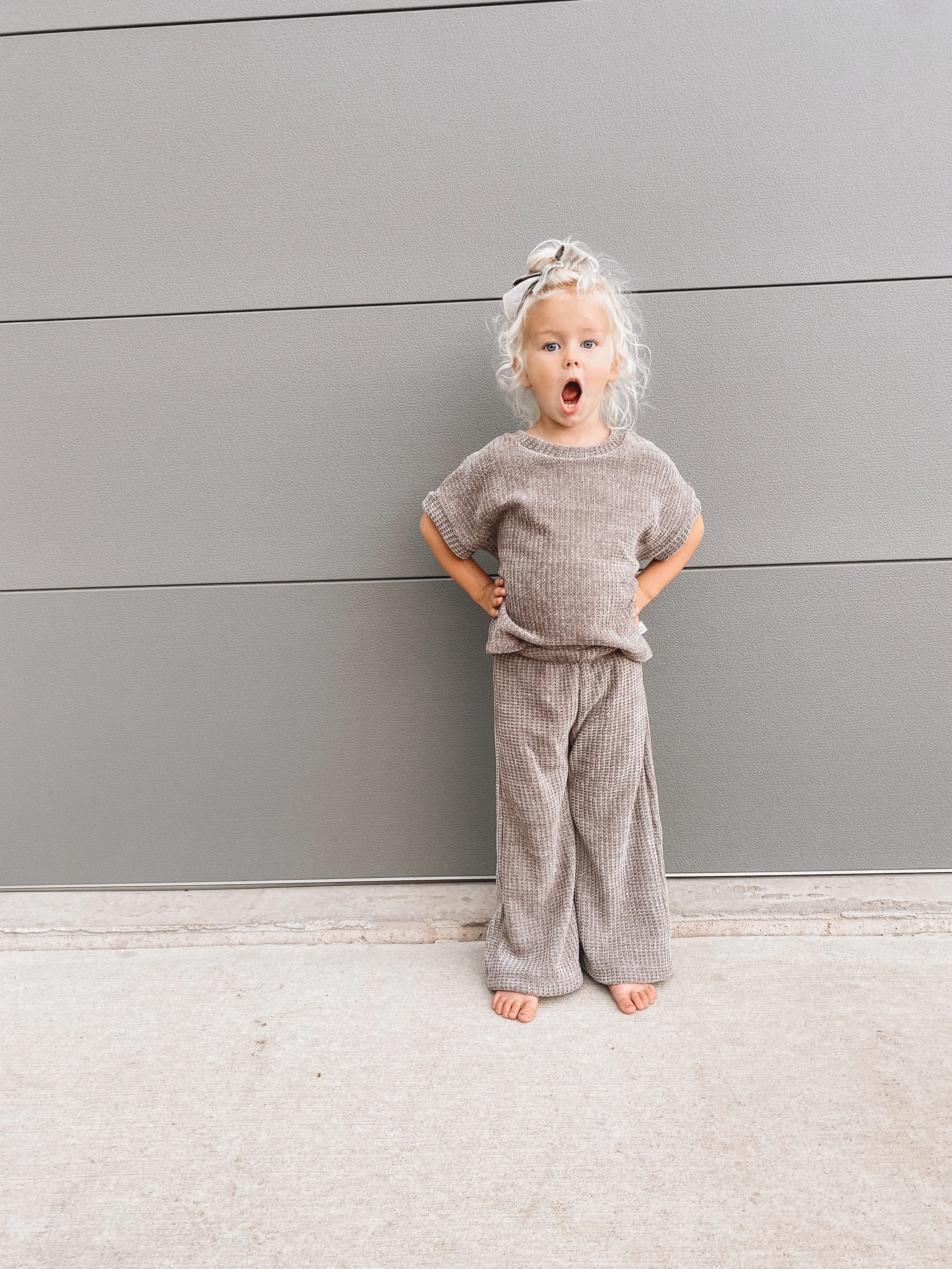 Relaxed Tee   Maren Wide Leg Pants Chenille Crochet Set