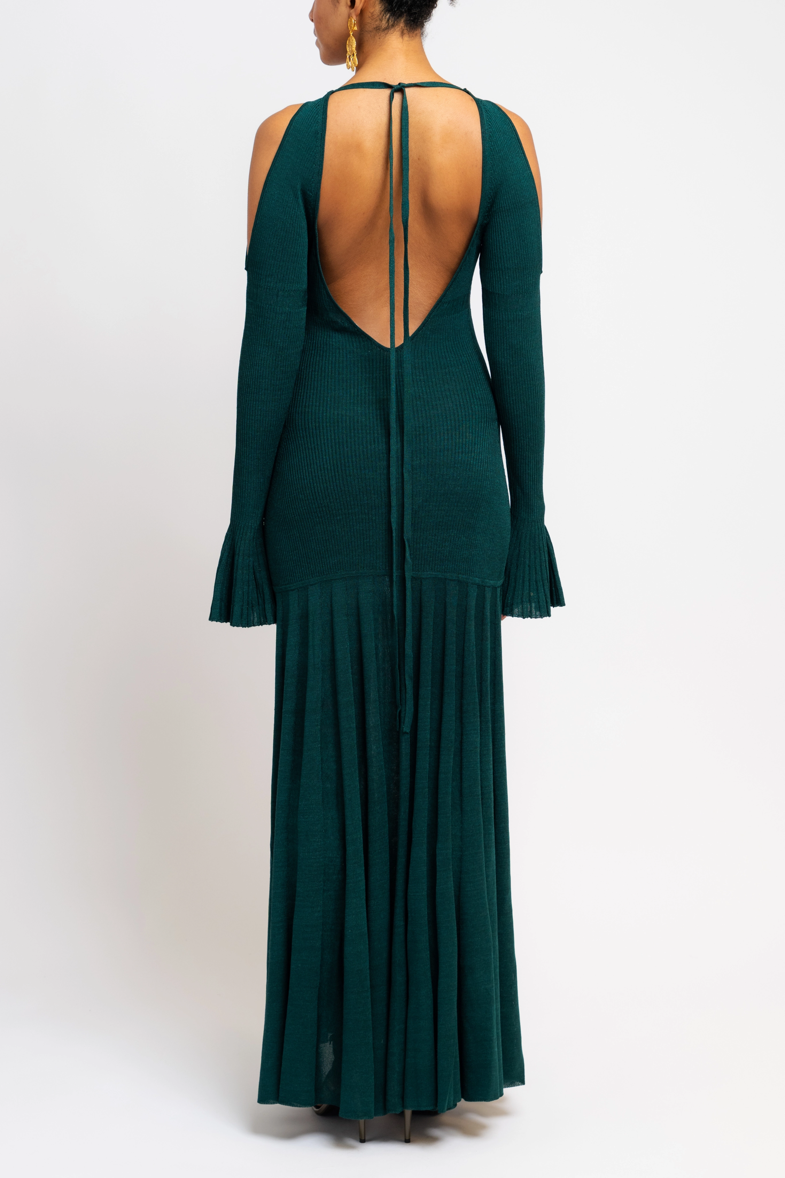 Cold Shoulder Multi-Rib Maxi Dress Chic Ensemble Neutral Flow