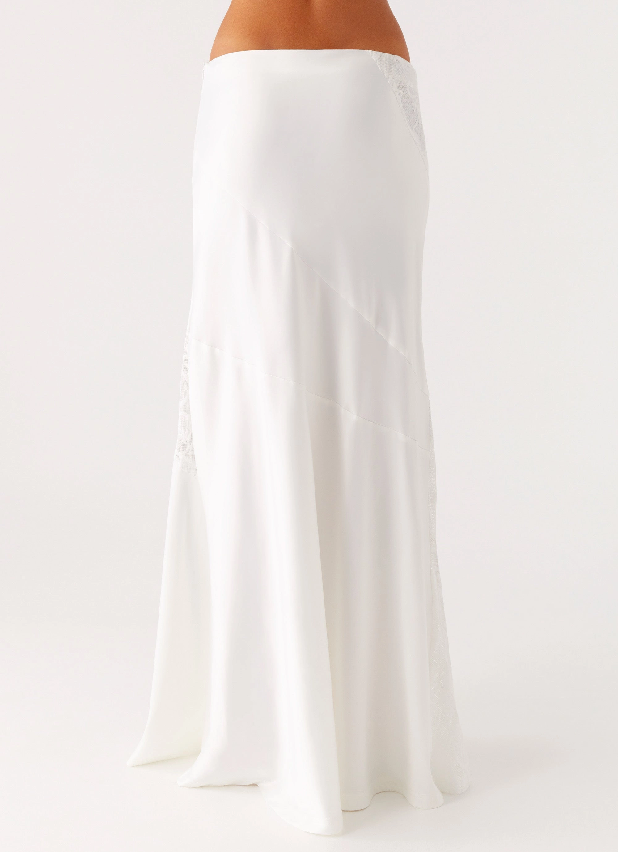 Simple Fashion Adjustable Ties Dasie Lace Maxi Skirt - White