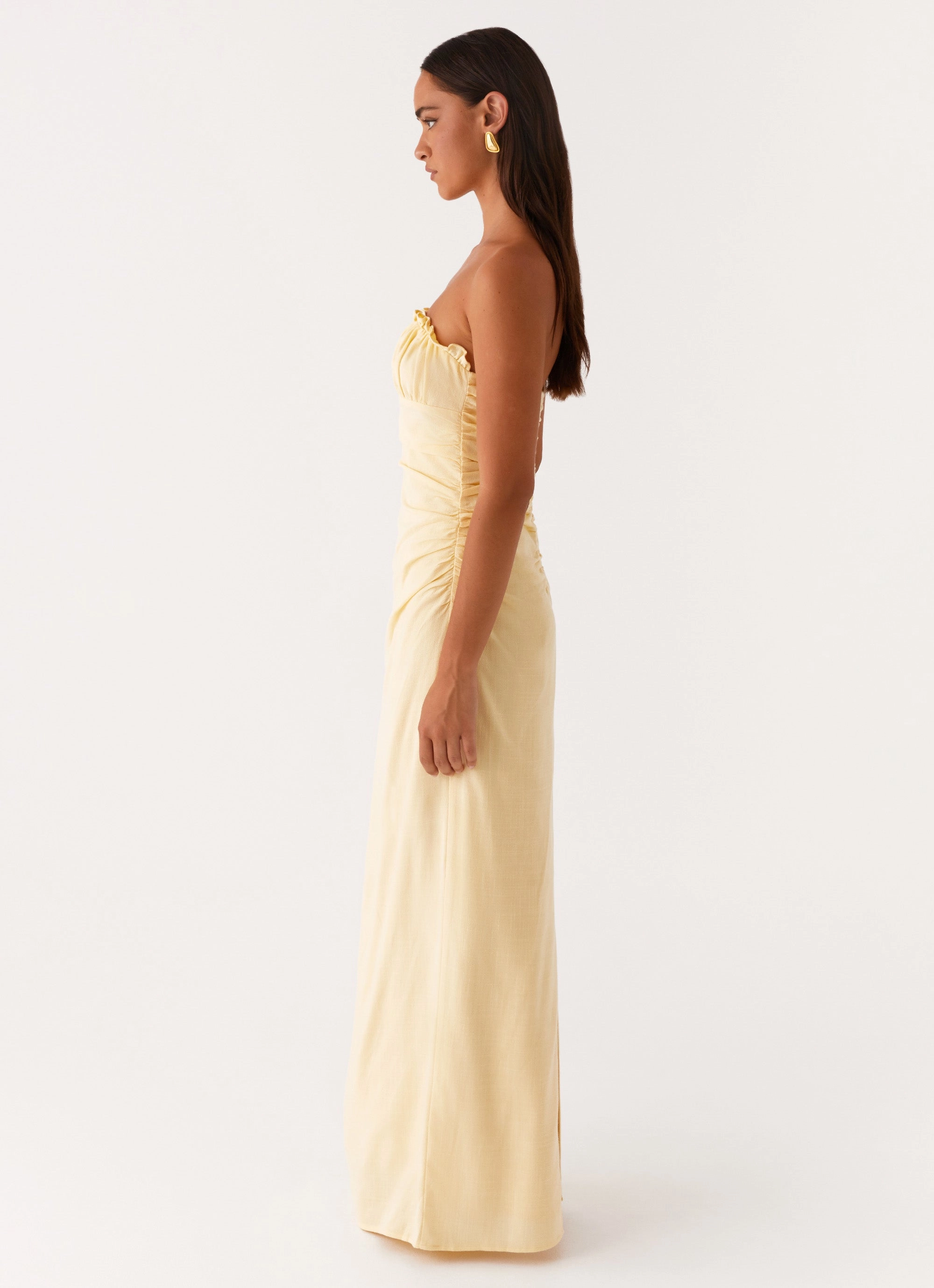 Xena Gathered Maxi Dress - Yellow Balanced Texture Work Flex