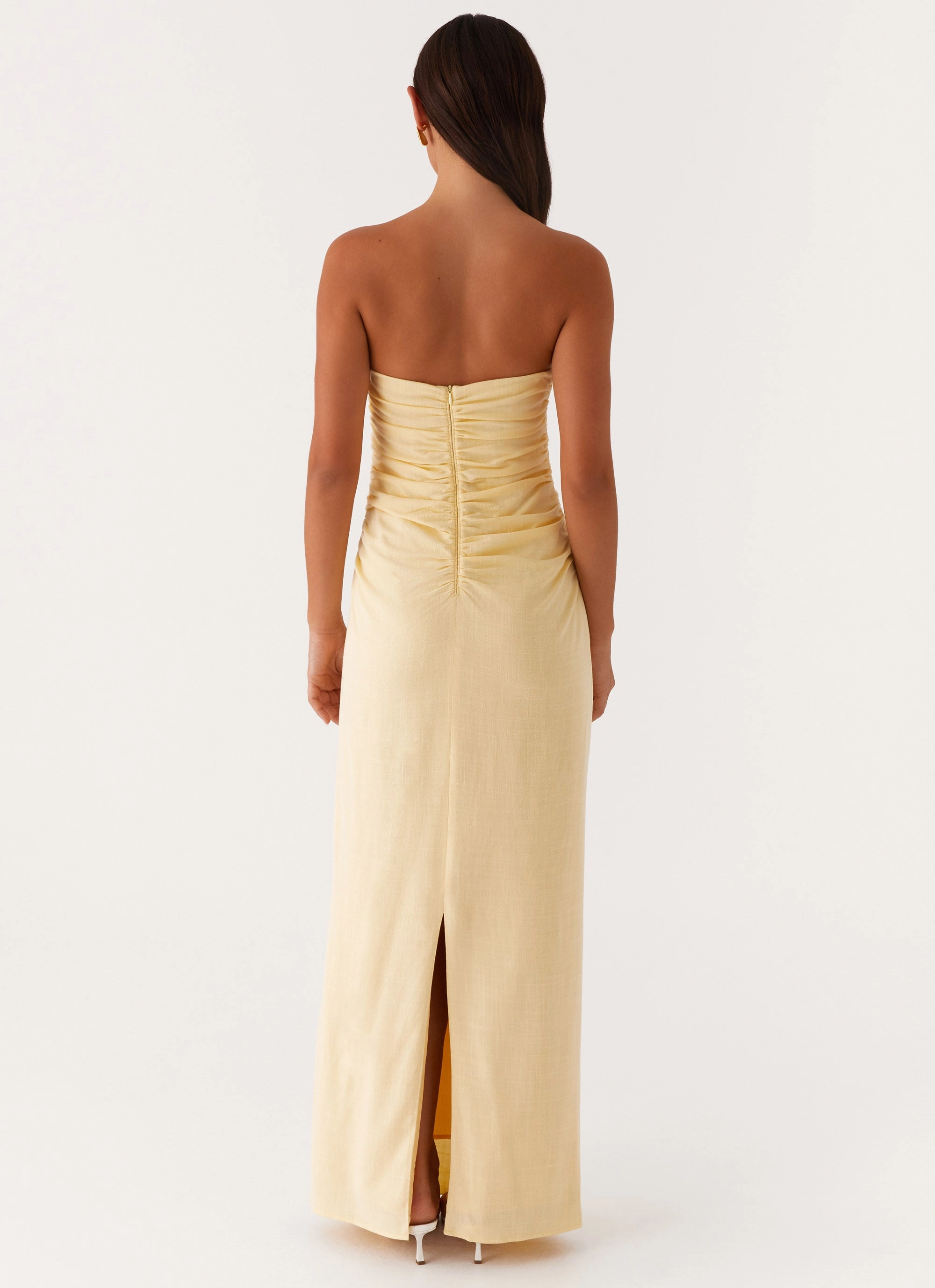 Xena Gathered Maxi Dress - Yellow spring fashion