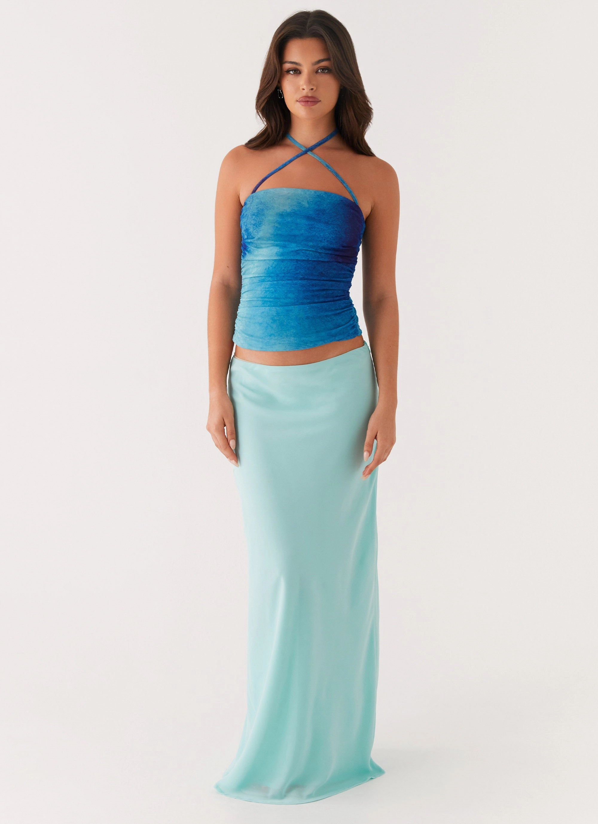 RawHemDetail Remedy Halter Top - Blue Tie Dye