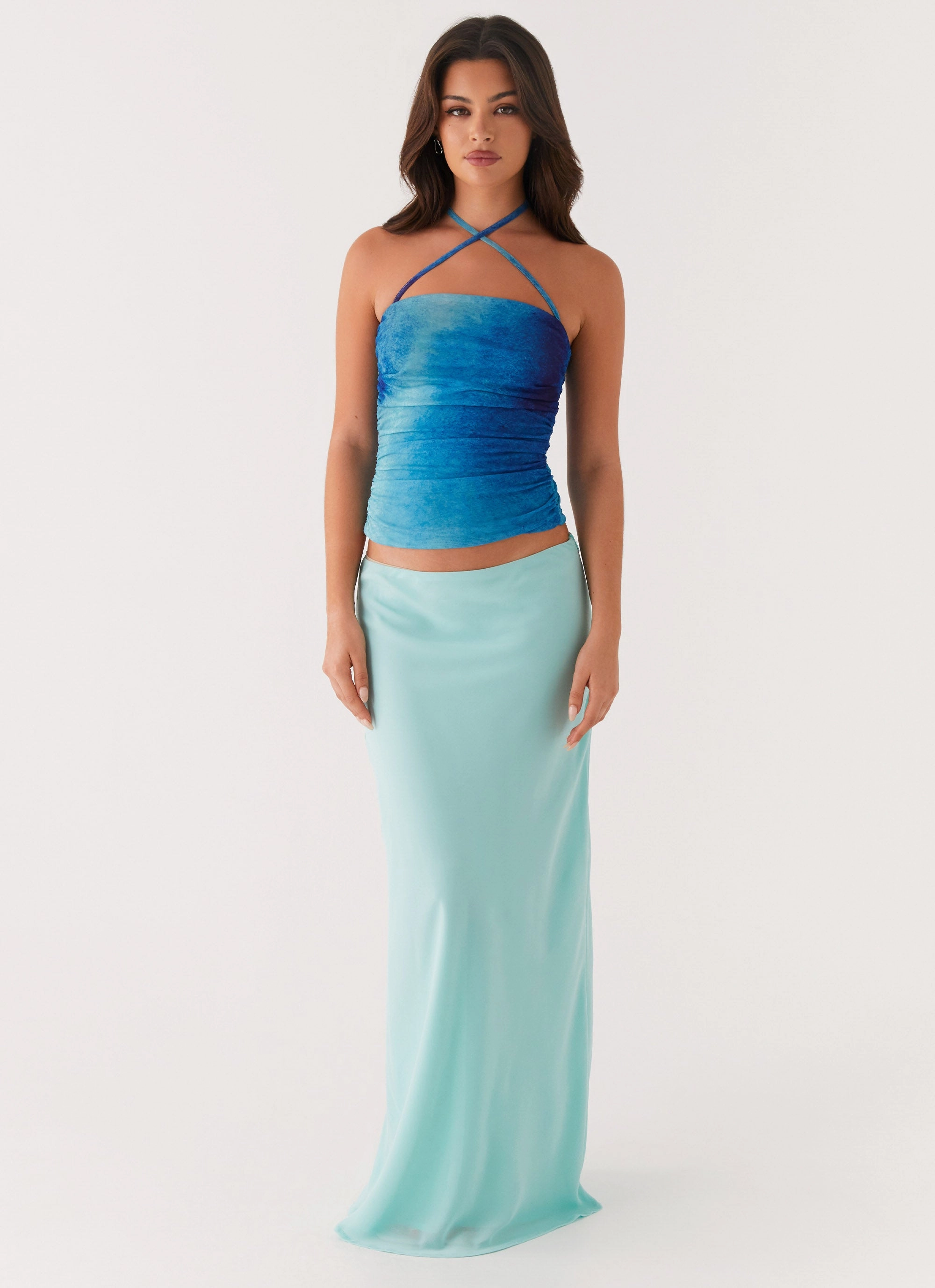 Remedy Halter Top - Blue Tie Dye Quick Release Fastener Adaptive Fit Technology