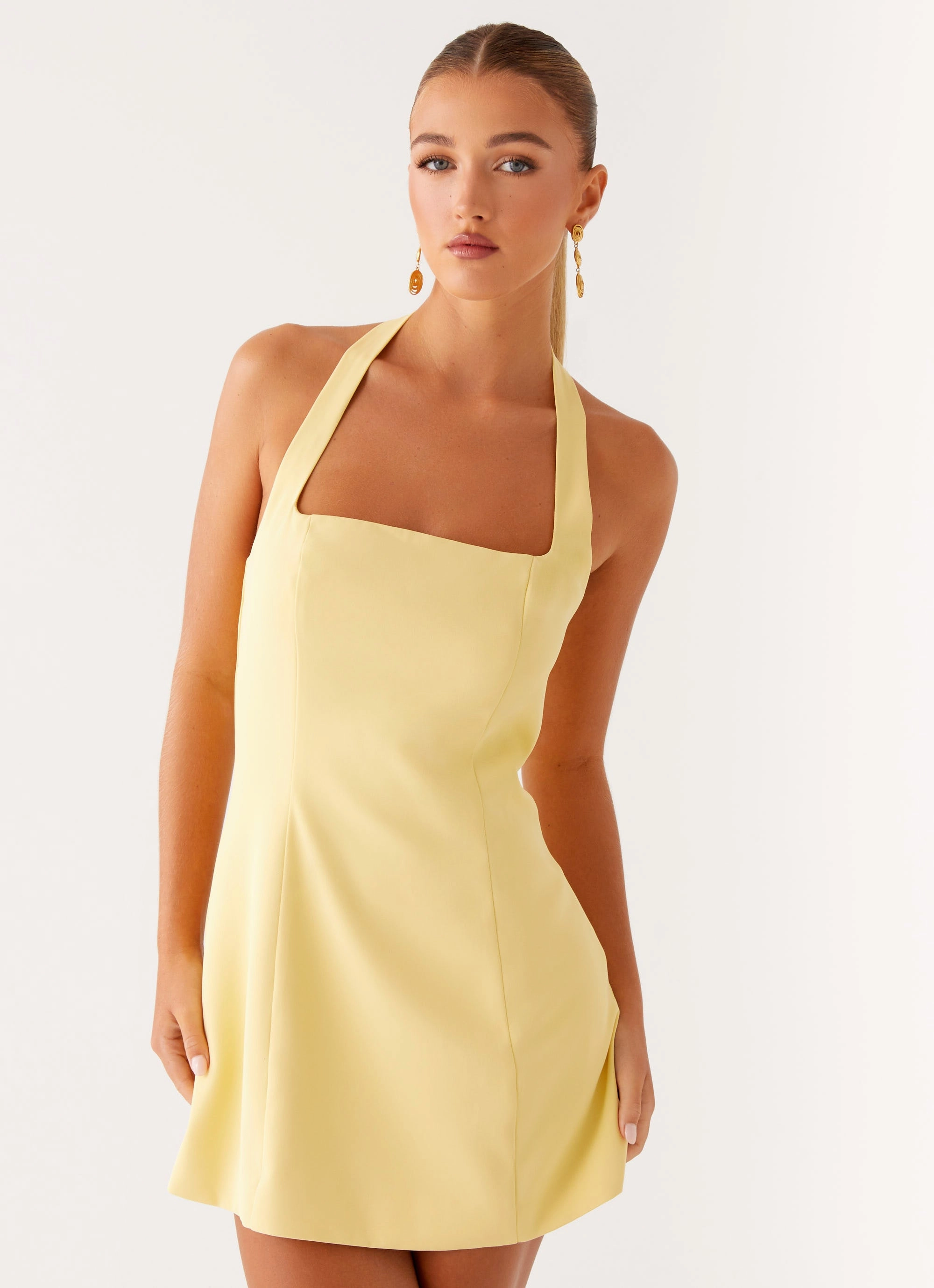 Neat Mood Festival Outfit Remi Halter Mini Dress - Yellow