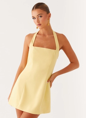 Adjustable Ties Remi Halter Mini Dress - Yellow