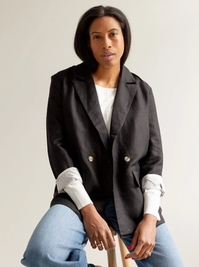 Brooklyn Linen Blazer Reflective Zippers