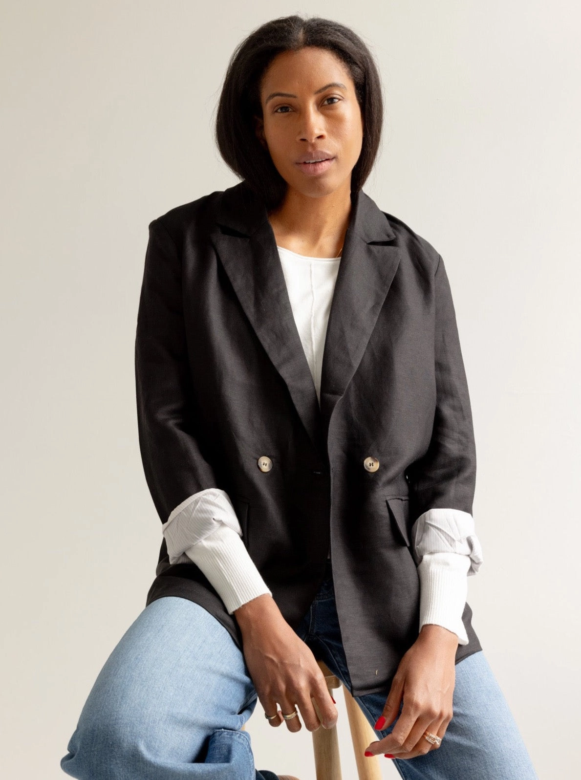 Brooklyn Linen Blazer Reflective Zippers