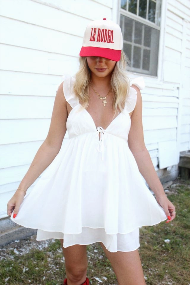 Odor-Control Rendezvous Ruffle Mini Dress - White