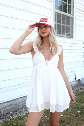 Rendezvous Ruffle Mini Dress - White Clean Fit Summer Ease