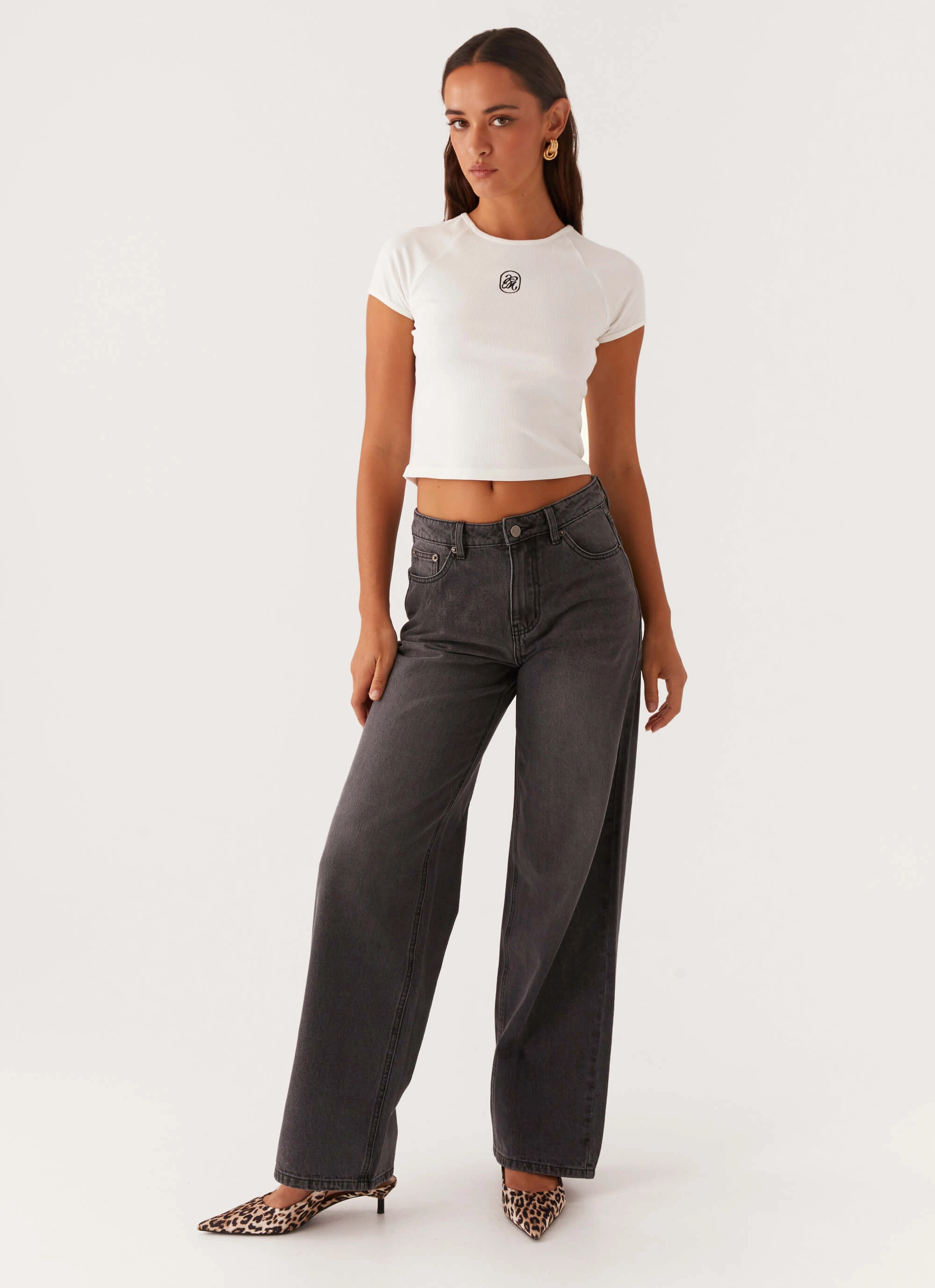Textured Vibrant Holiday Vibes Athlete Fit Keanna Low Rise Denim Jeans - Charcoal