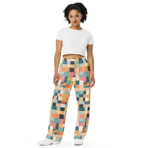 Retro Geometric Pattern Unisex Wide Leg Lounge Pants
