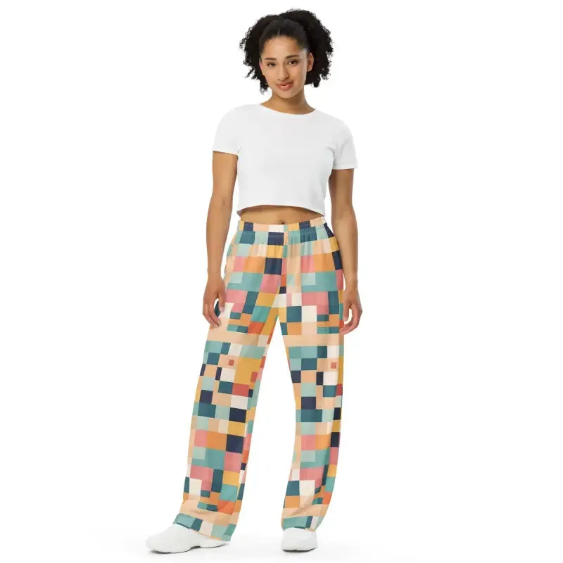 Retro Geometric Pattern Unisex Wide Leg Lounge Pants