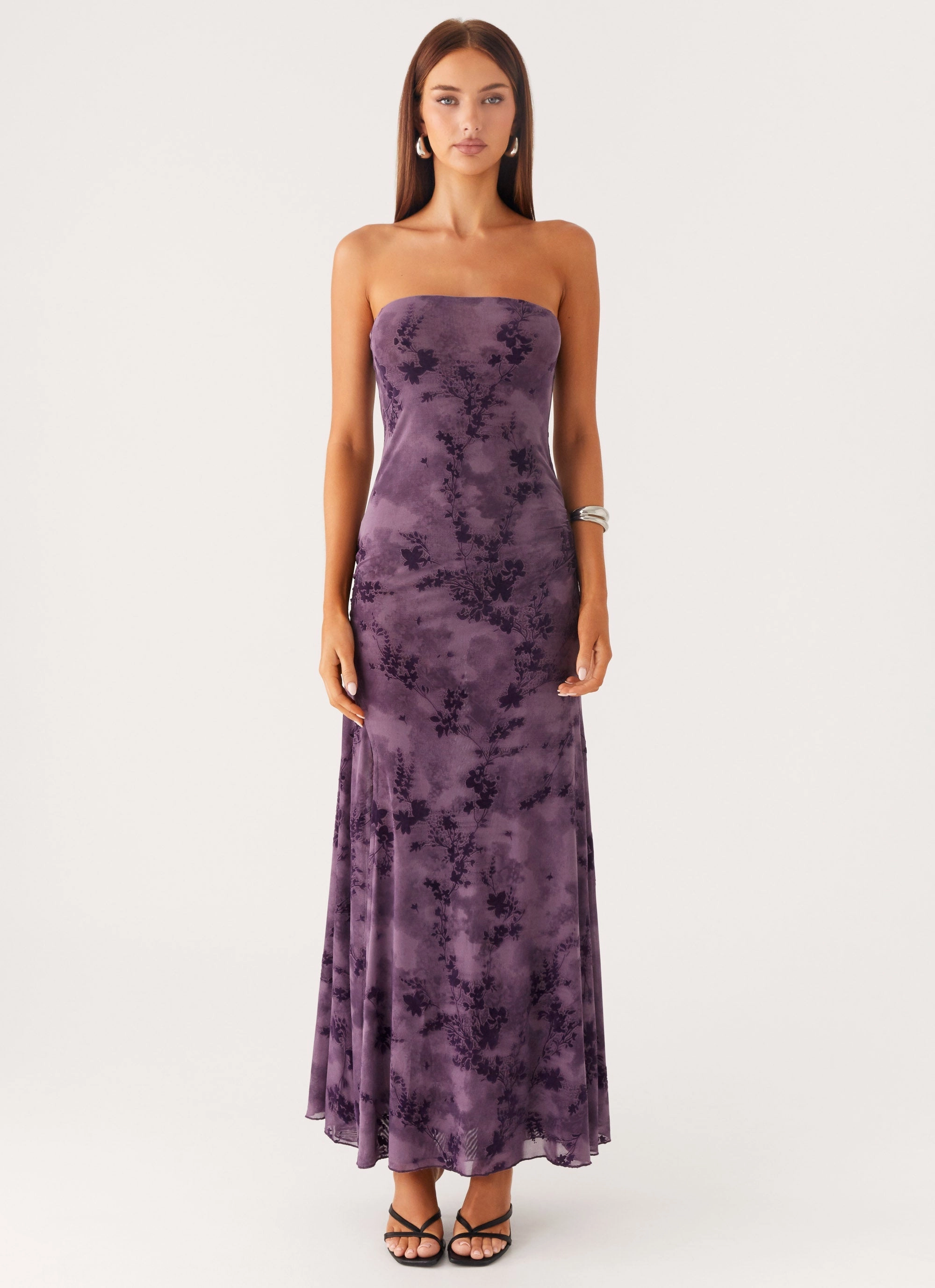 Alexandrite Midi Dress - Purple Bishop-Sleeve V Neckline