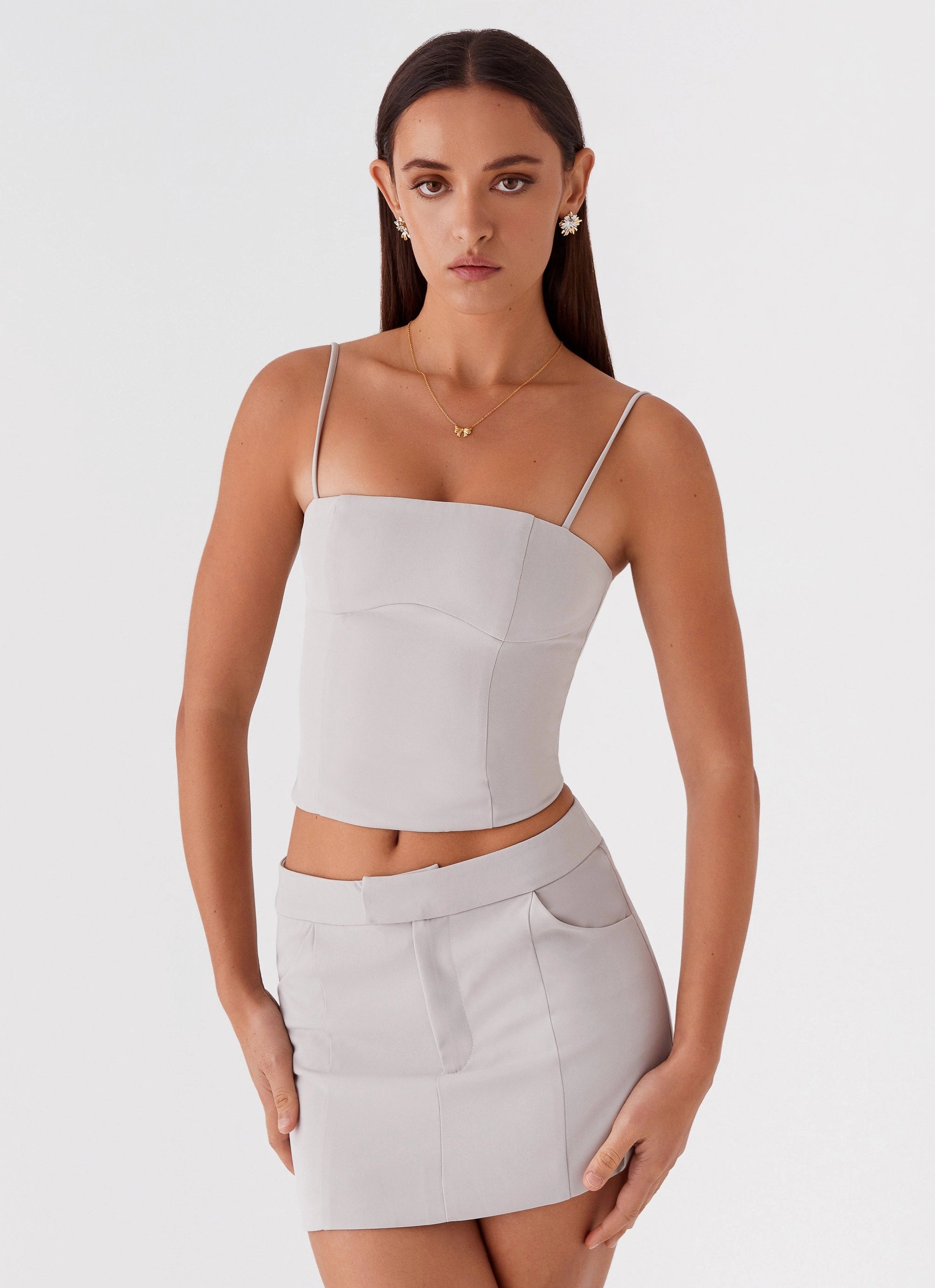 Water resistant coating Everyday Look Eliana Suit Mini Skirt - Grey