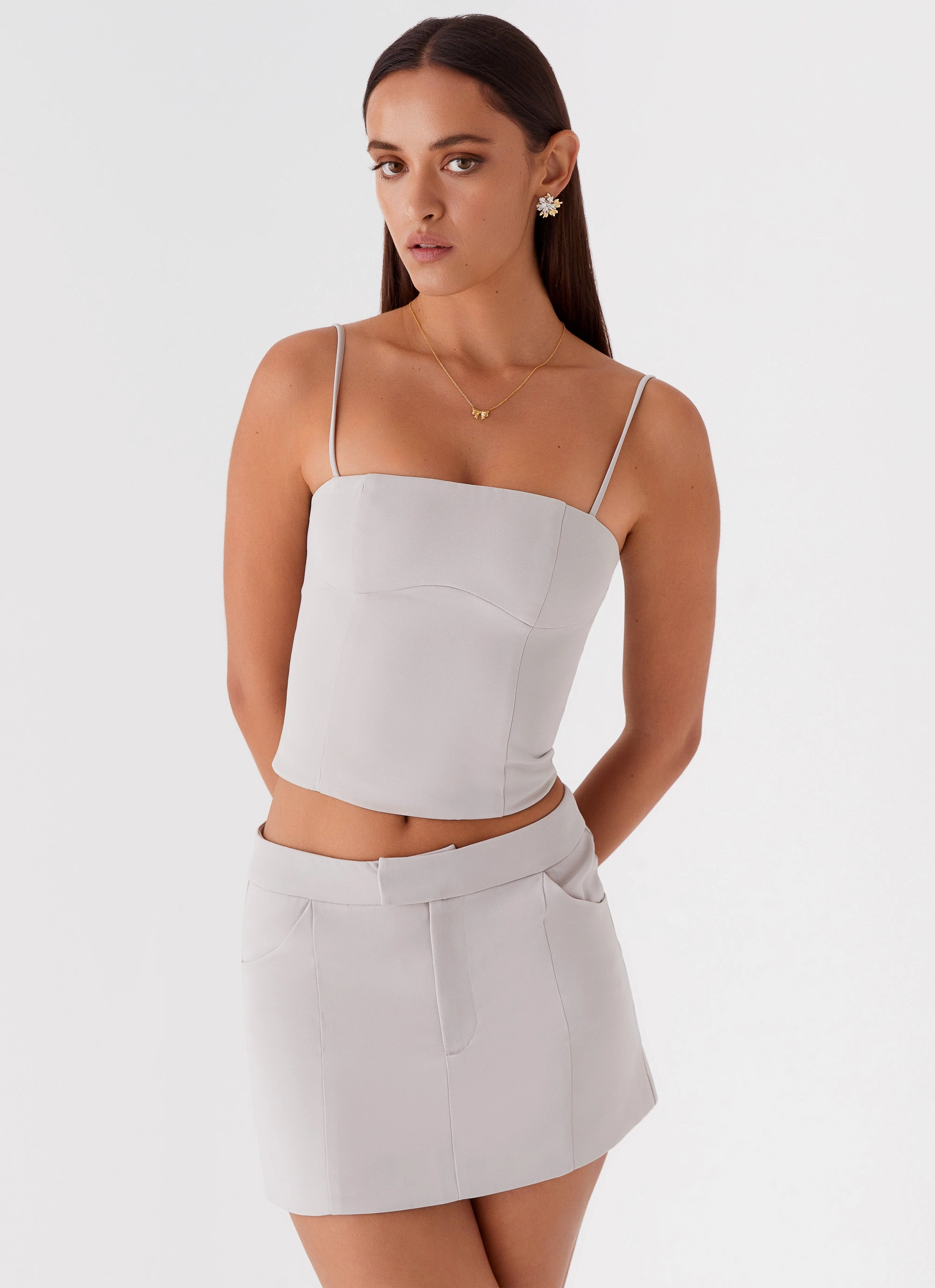 All Season Relaxed Mood Eliana Suit Mini Skirt - Grey