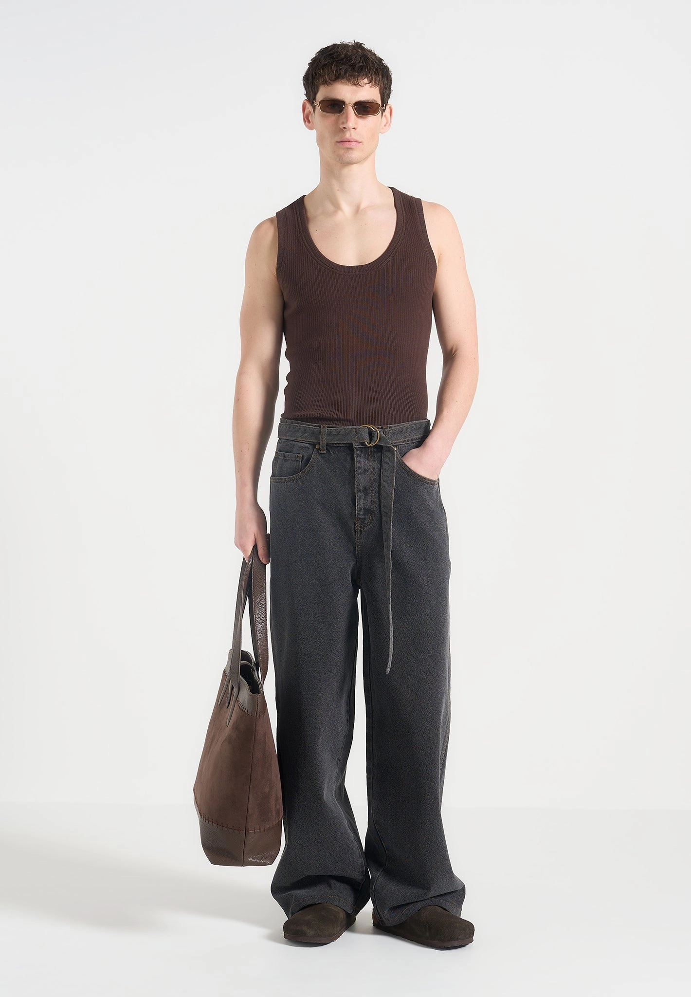 Adam -  Wide Leg Belted Jeans - Black Wash Ever Versatile