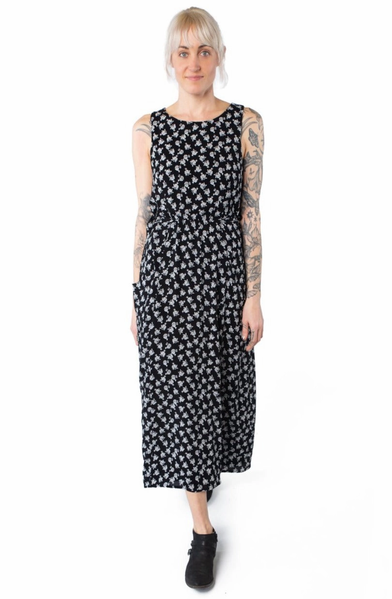 Chic Everyday Wear Rhiannon Dress in Black Rose Crepe