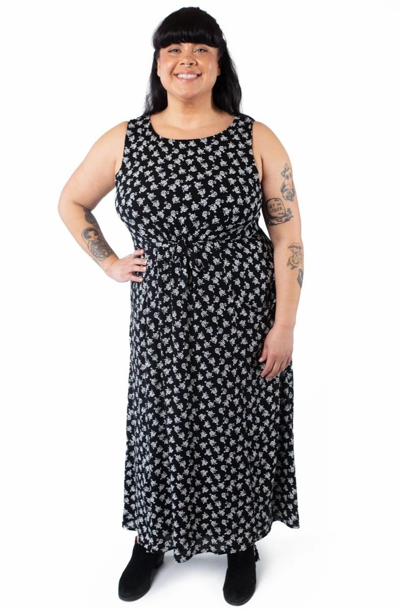 Rhiannon Dress in Black Rose Crepe Comfortable office piece