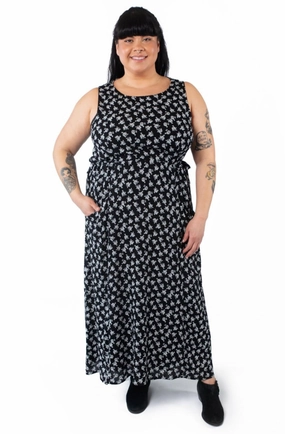 Lightweight Fit Rhiannon Dress in Black Rose Crepe