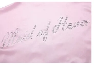 Rhinestone Embellished Silky Satin Kimono Dressing Robe for Bride, Bridesmaids, and Wedding Party