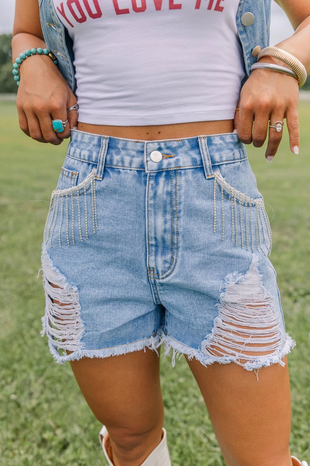 Rhinestone Rodeo Jean Shorts Semi Formal