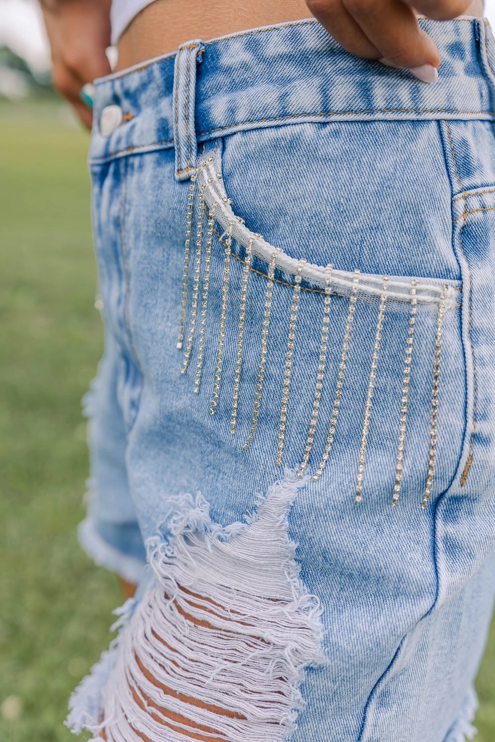Rhinestone Rodeo Jean Shorts On Trend Active Days