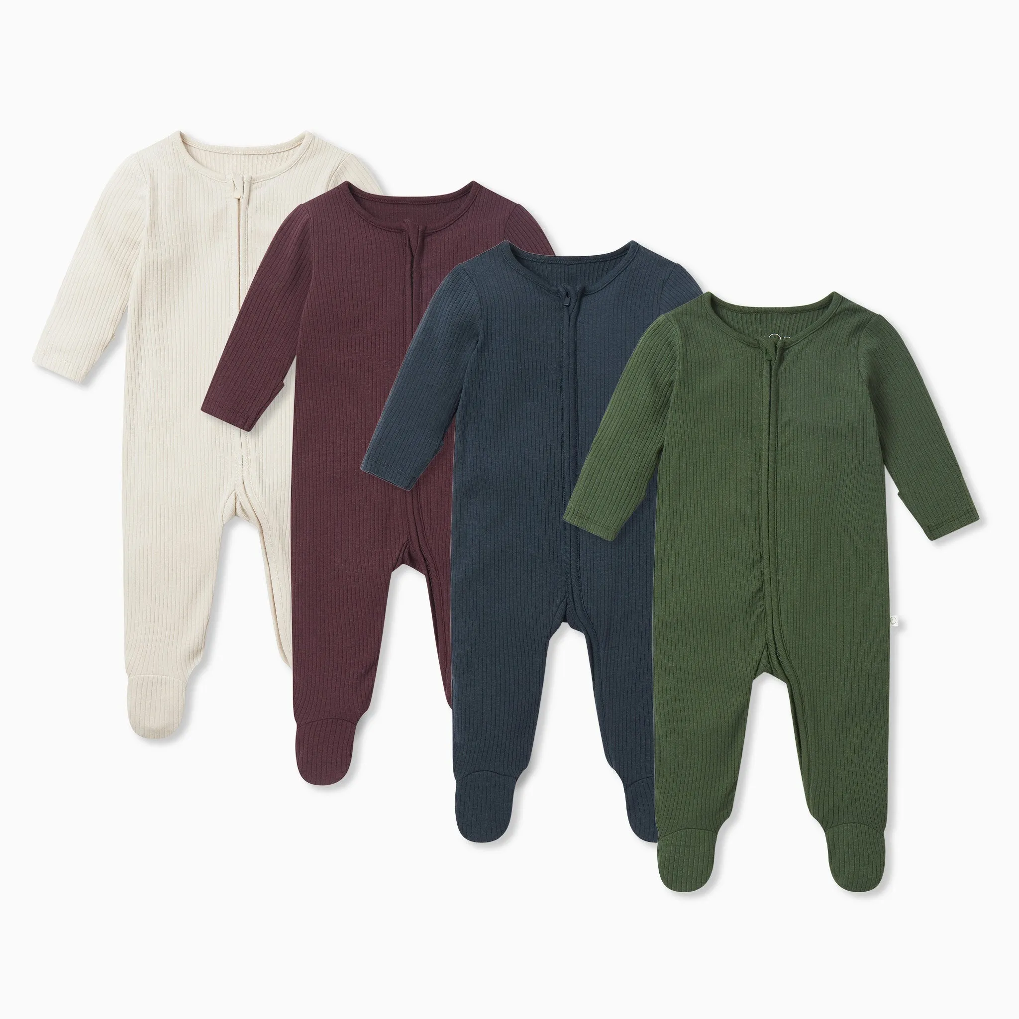 Ribbed Zip-Up Baby Pajamas 4 Pack