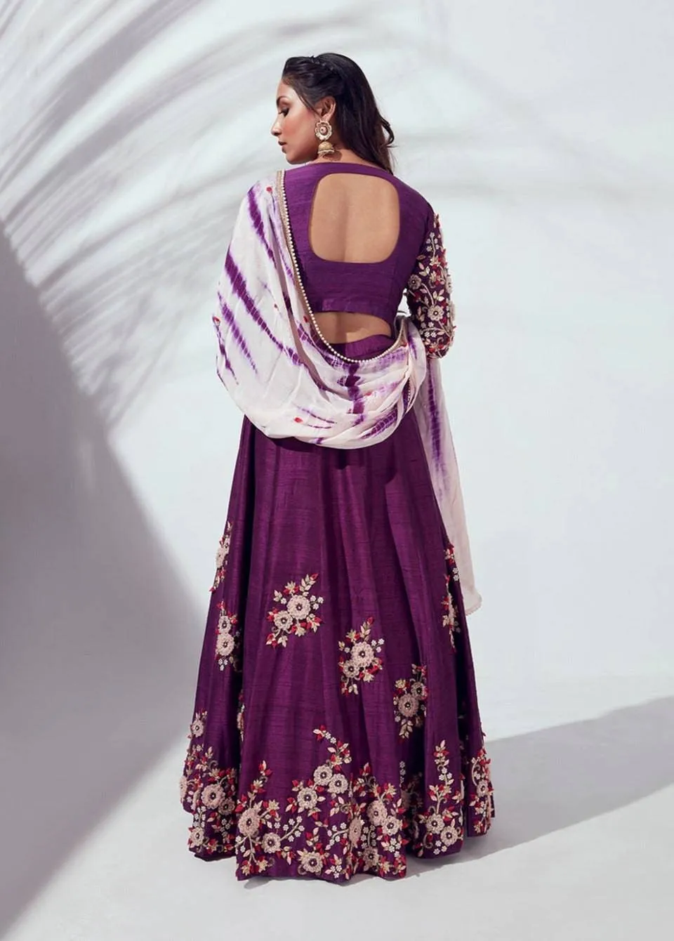 Rich Purple Embossed Lehenga Set