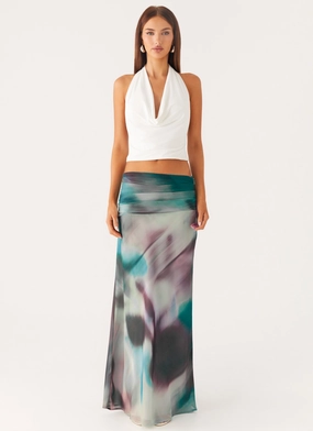 Feminine Charm Maternity Friendly Rimi Maxi Skirt - Sea Splash