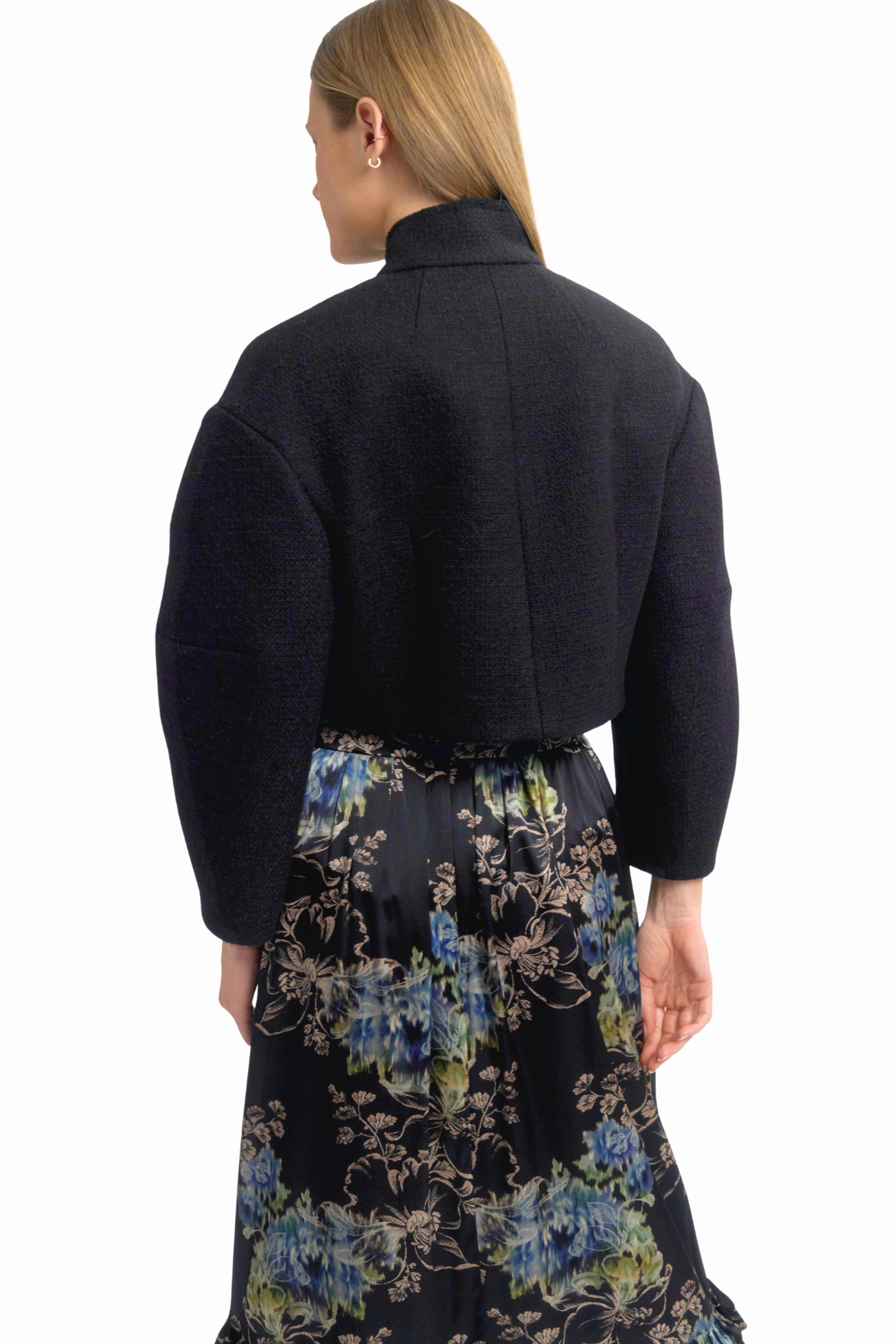 Cropped Coat with Signature Placket Stretchable Cuffs Moisture Management Fabric