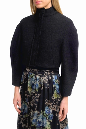 Cropped Coat with Signature Placket Comfort Fit Cut Collar Stabilization System