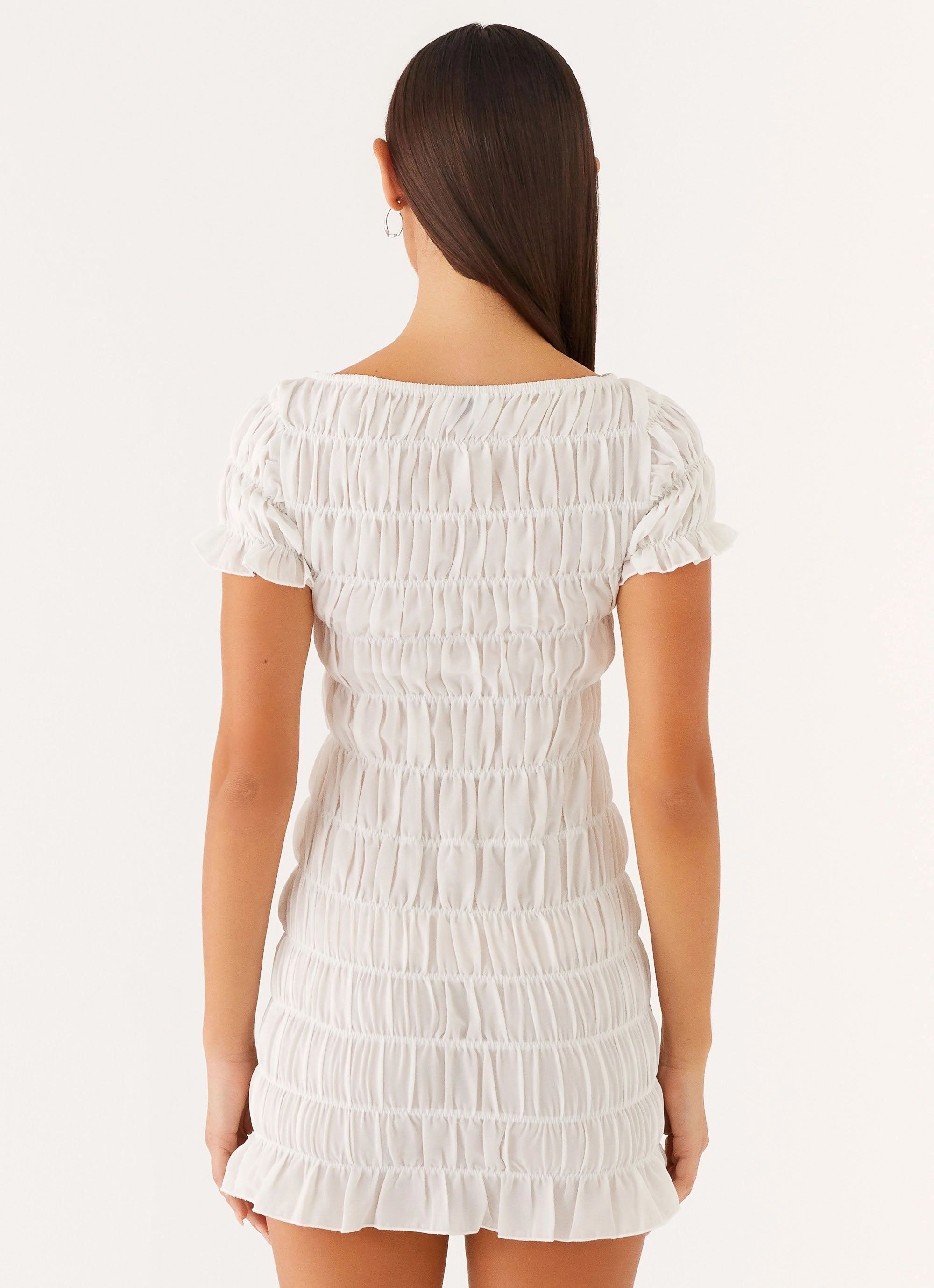 Rita Ruched Mini Dress - White Fresh Look casual finish